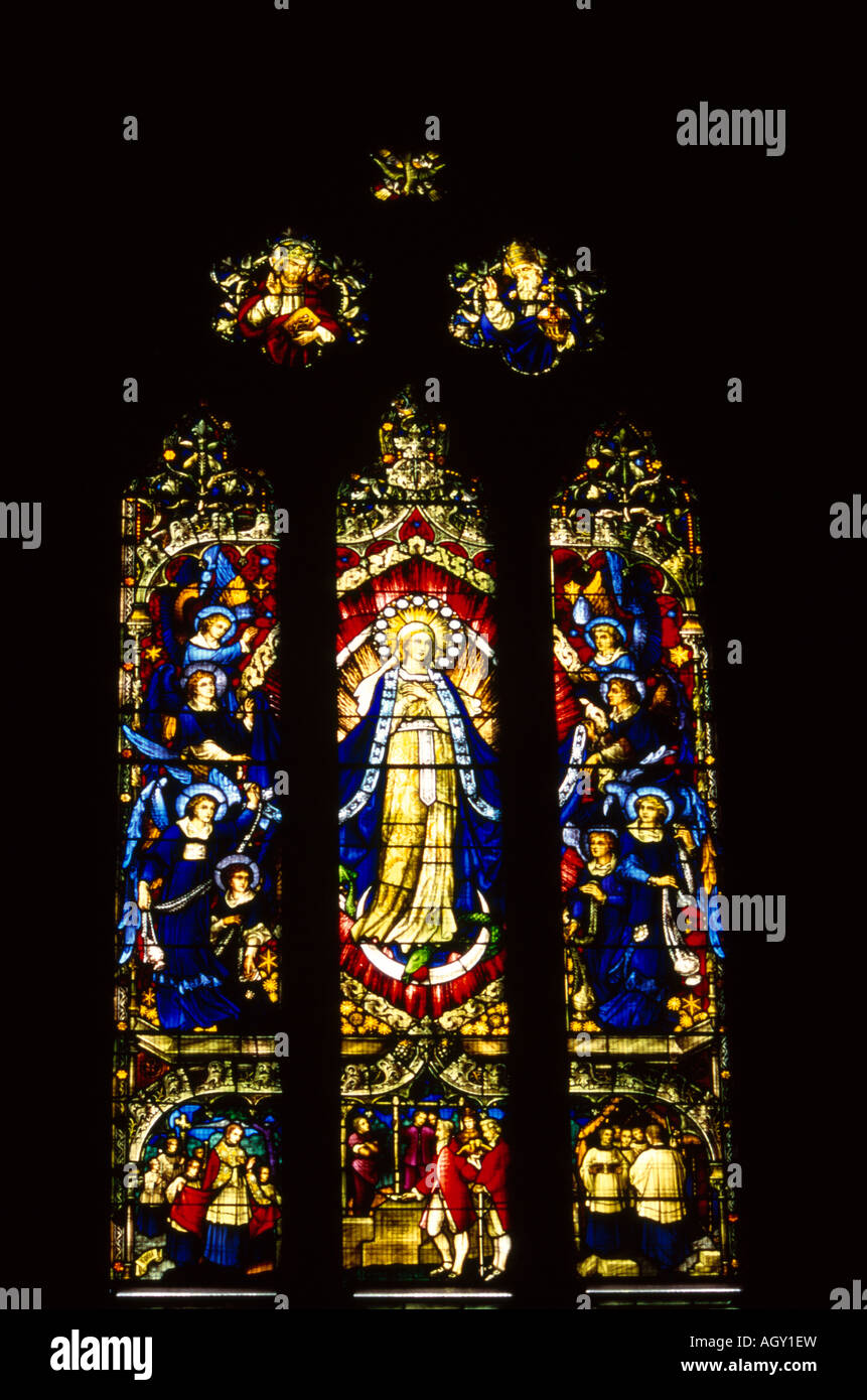 Sydney NSW Australia Stained Glass Window of Virgin Mary Stock Photo