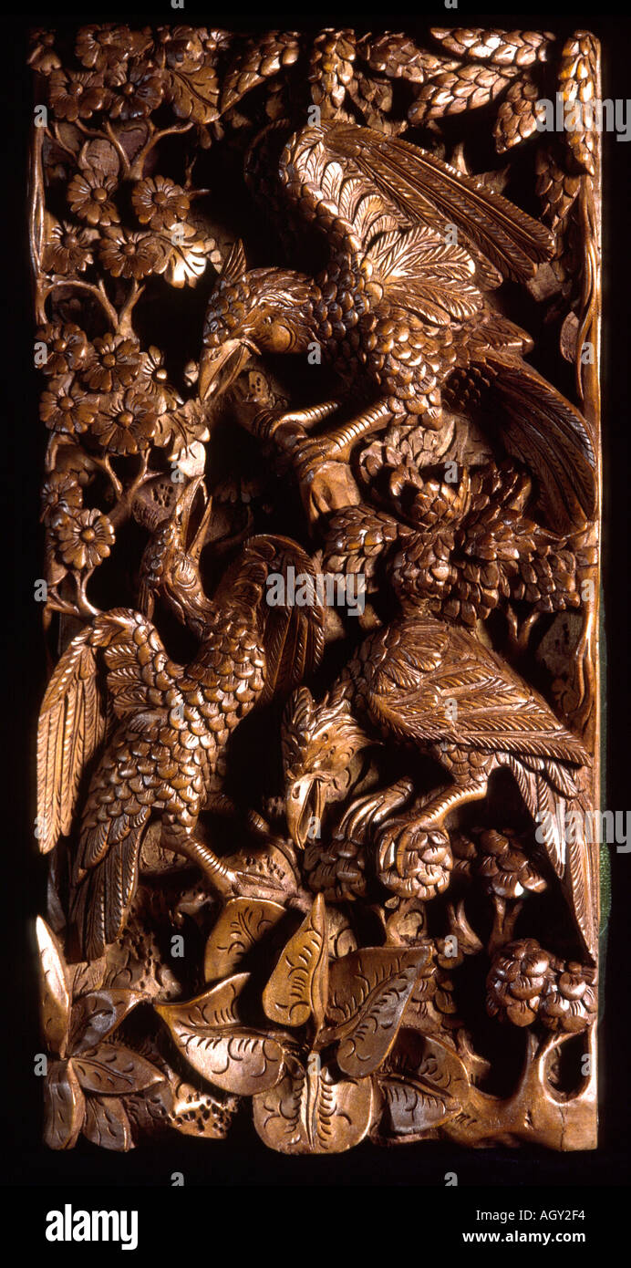 Indonesia Bali craft wood carving carved wooden panel Stock Photo - Alamy
