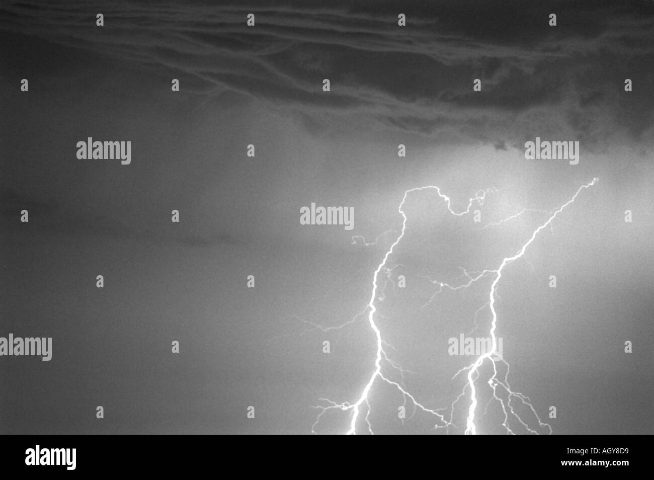 Dual Lightning Strikes Stock Photo