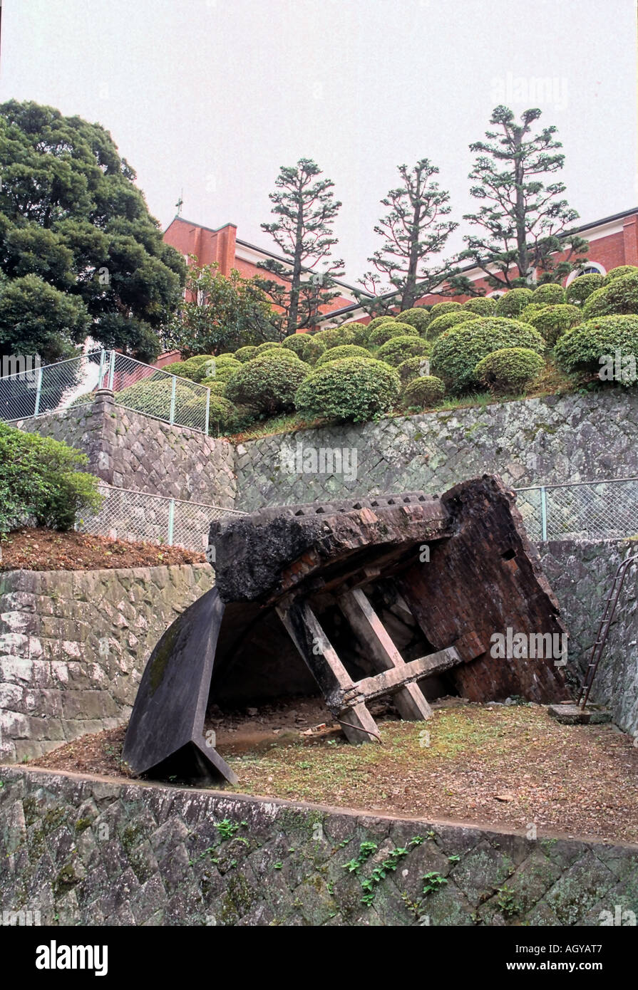 Remnants of the Catholic Cathedral of Nagasaki destroyed by the atomic bomb in August 1945 Nagasaki Japan Stock Photo