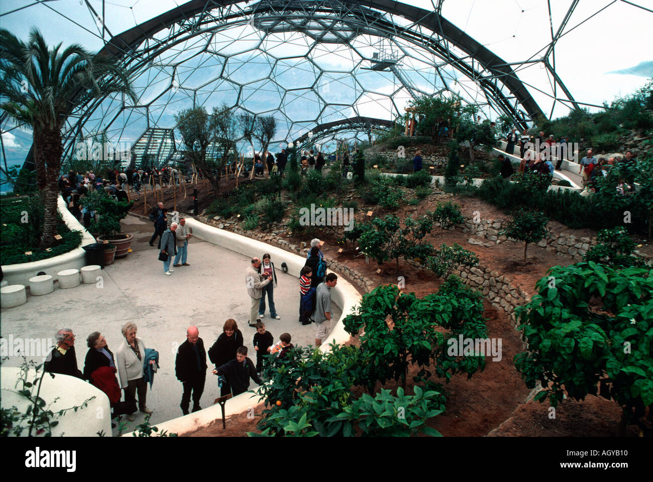 Eden Project huge greenhouses built in old quarry St Austell Cornwall UK Stock Photo Alamy
