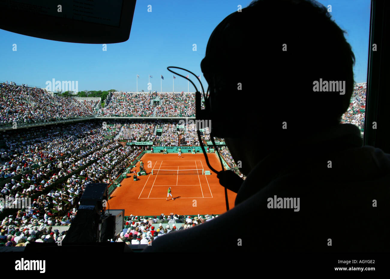 France Paris Journalist at Tennis Roland Garros tournament Stock Photo