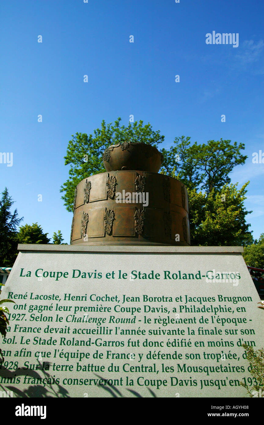 France Paris Roland Garros stadium Davis Cup monument Stock Photo