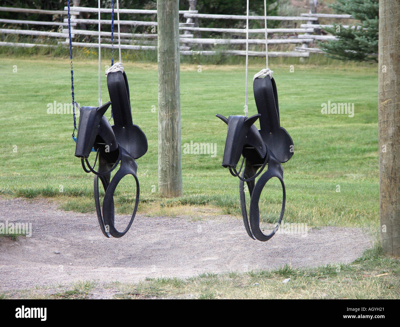 Metal Horse Swings Stock Photo Alamy