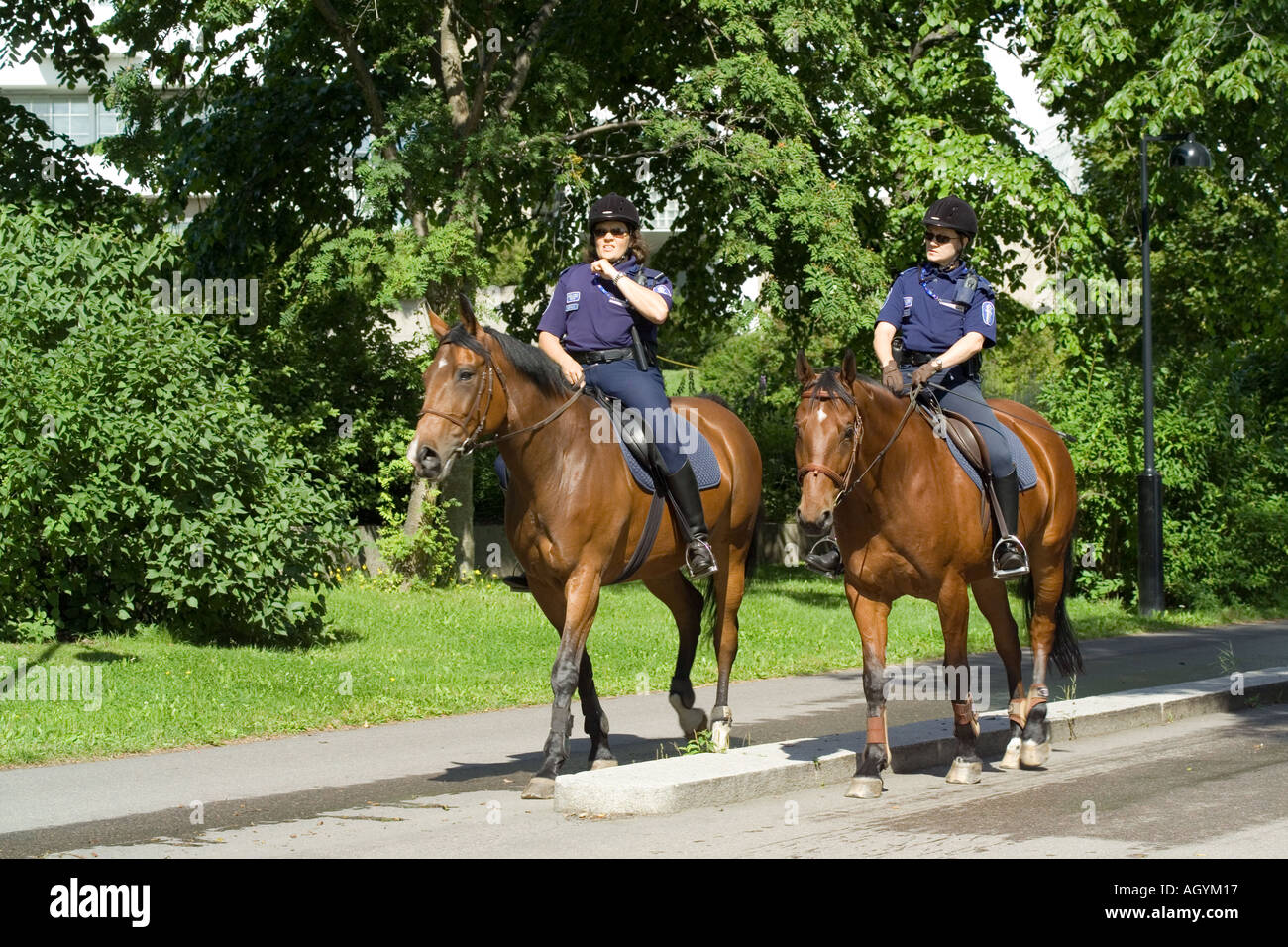 Two mounted policewomen Stock Photo