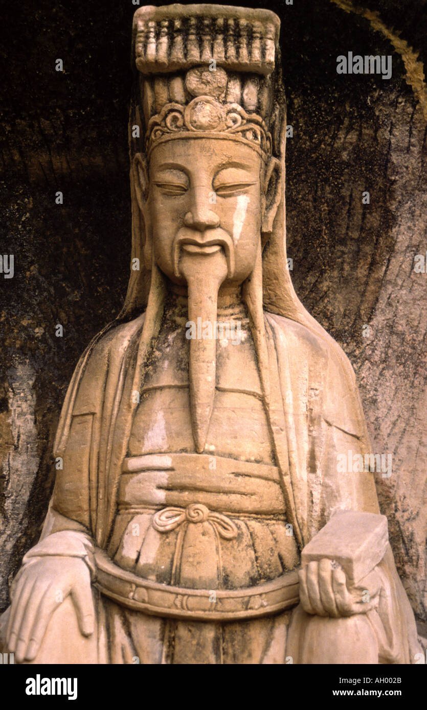Medieval Buddhist cave art at Dazu China 1 Stock Photo