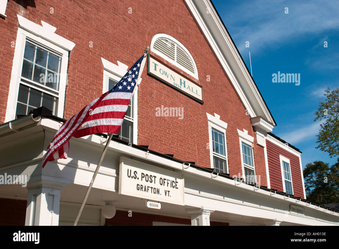 Town Hall and Post Office, Grafton, Vermont, USA Stock Photo