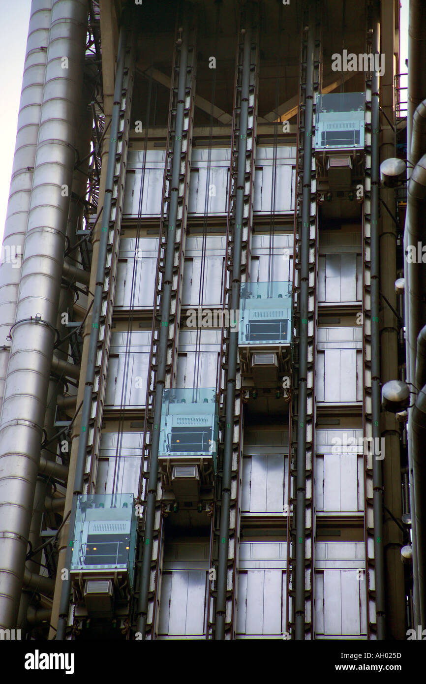 UK London The City Lloyd s Building Lifts Stock Photo