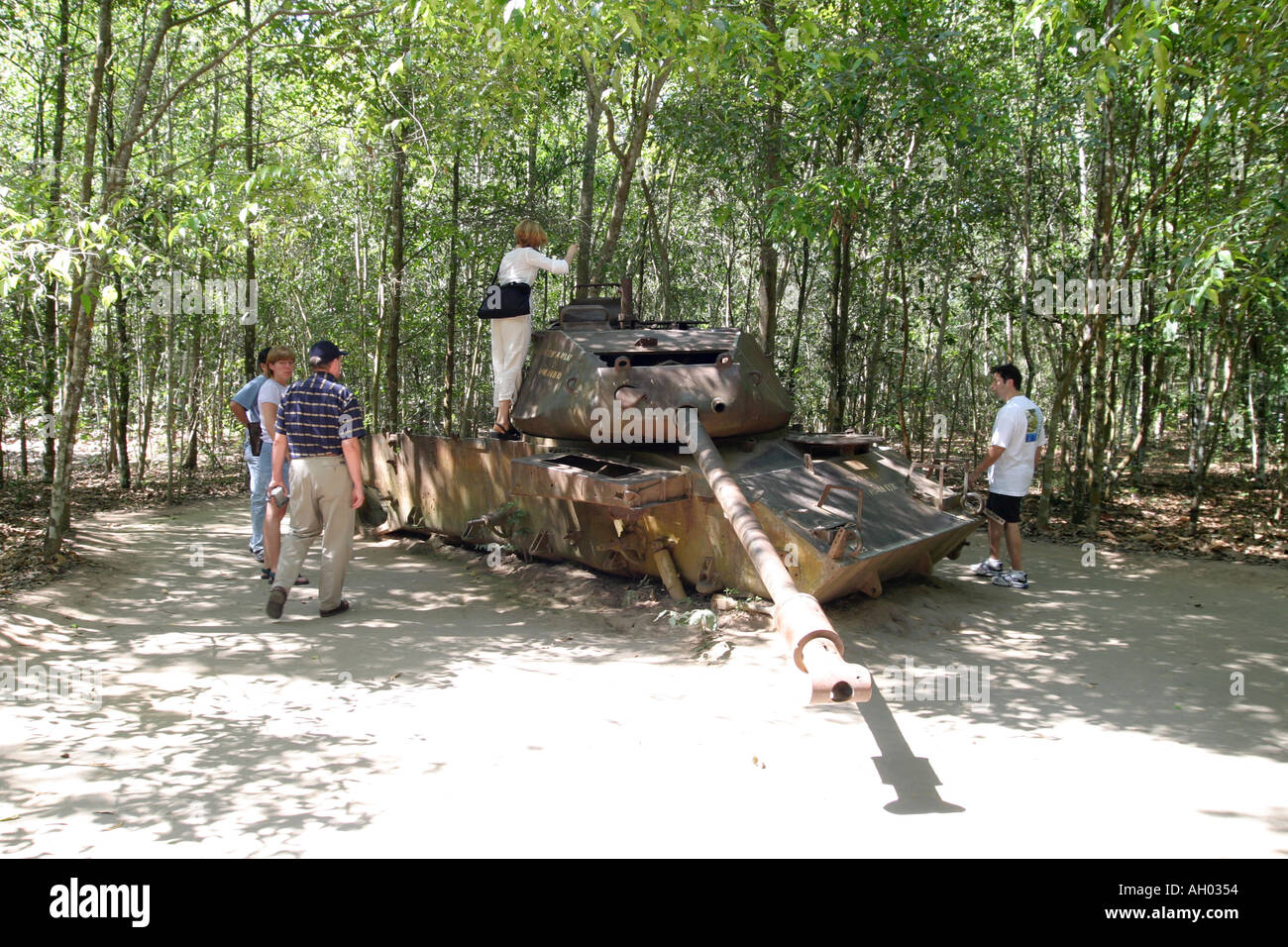 Shelled USA tank at Cu Chi,relic from the fighting with the Viet Cong ...