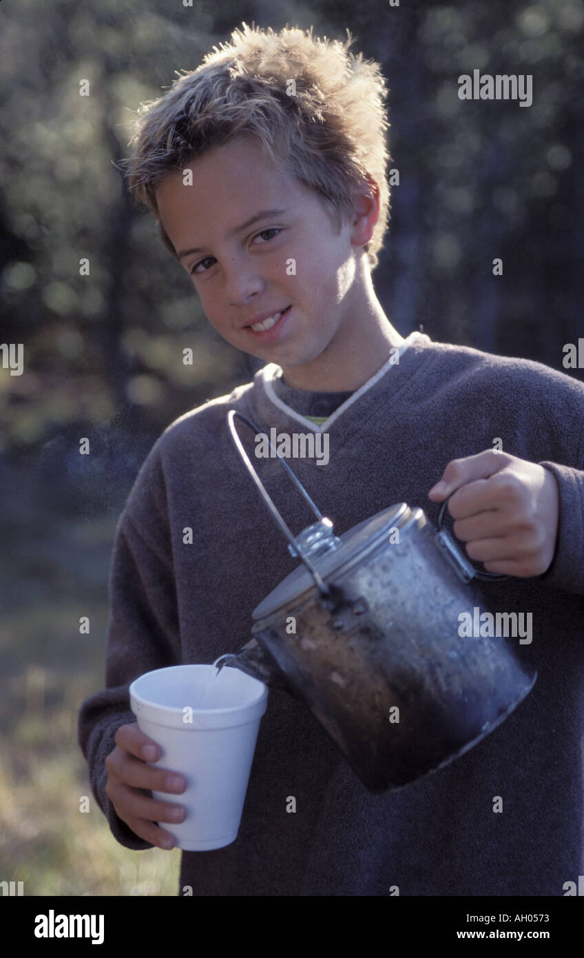 Little Boy Camping Stock Photo Alamy