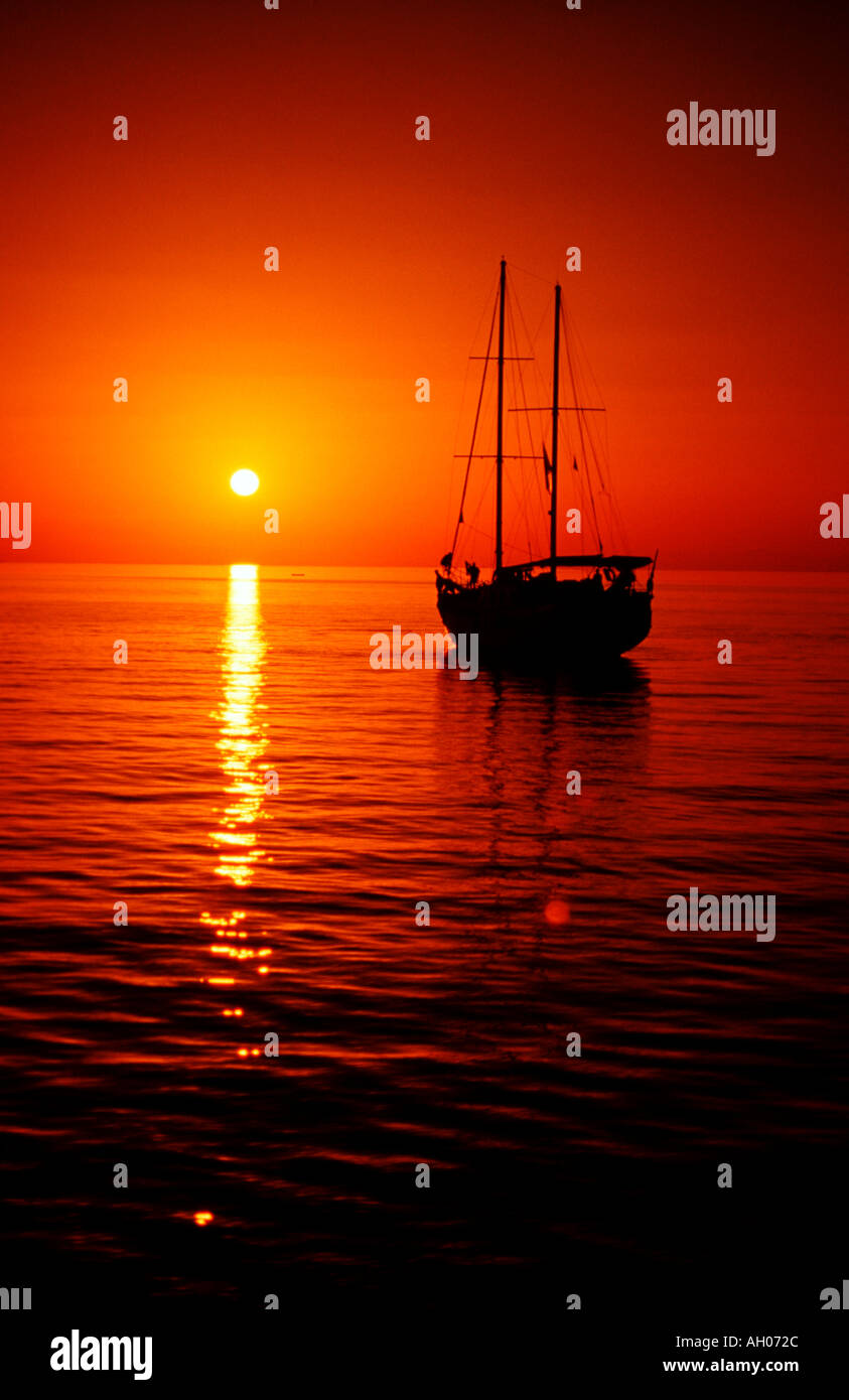 Sailing ship by dawn Red Sea Egypt Stock Photo - Alamy