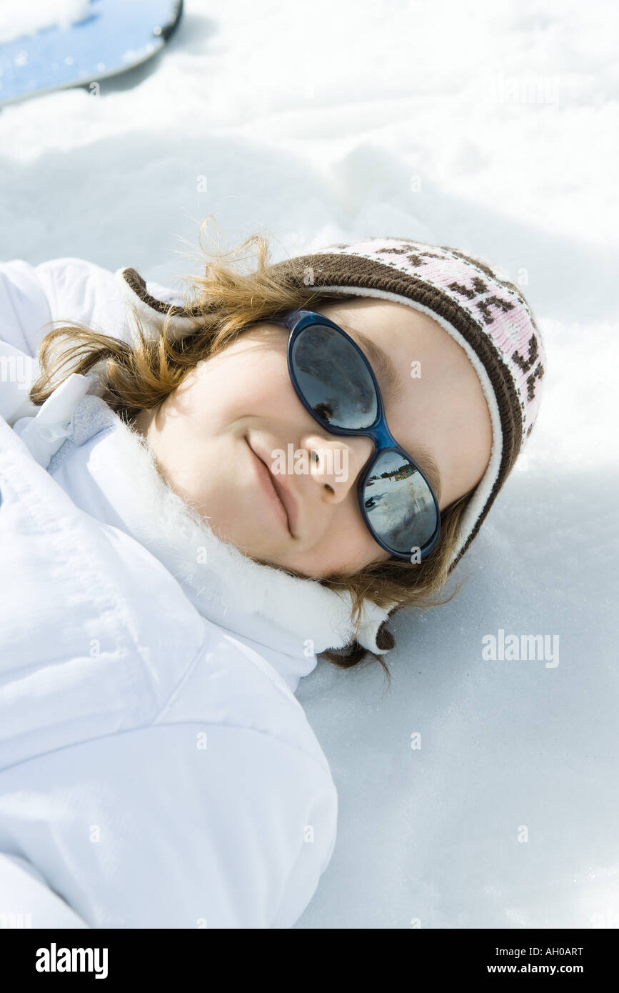 Preteen girl lying on back hi-res stock photography and images - Alamy