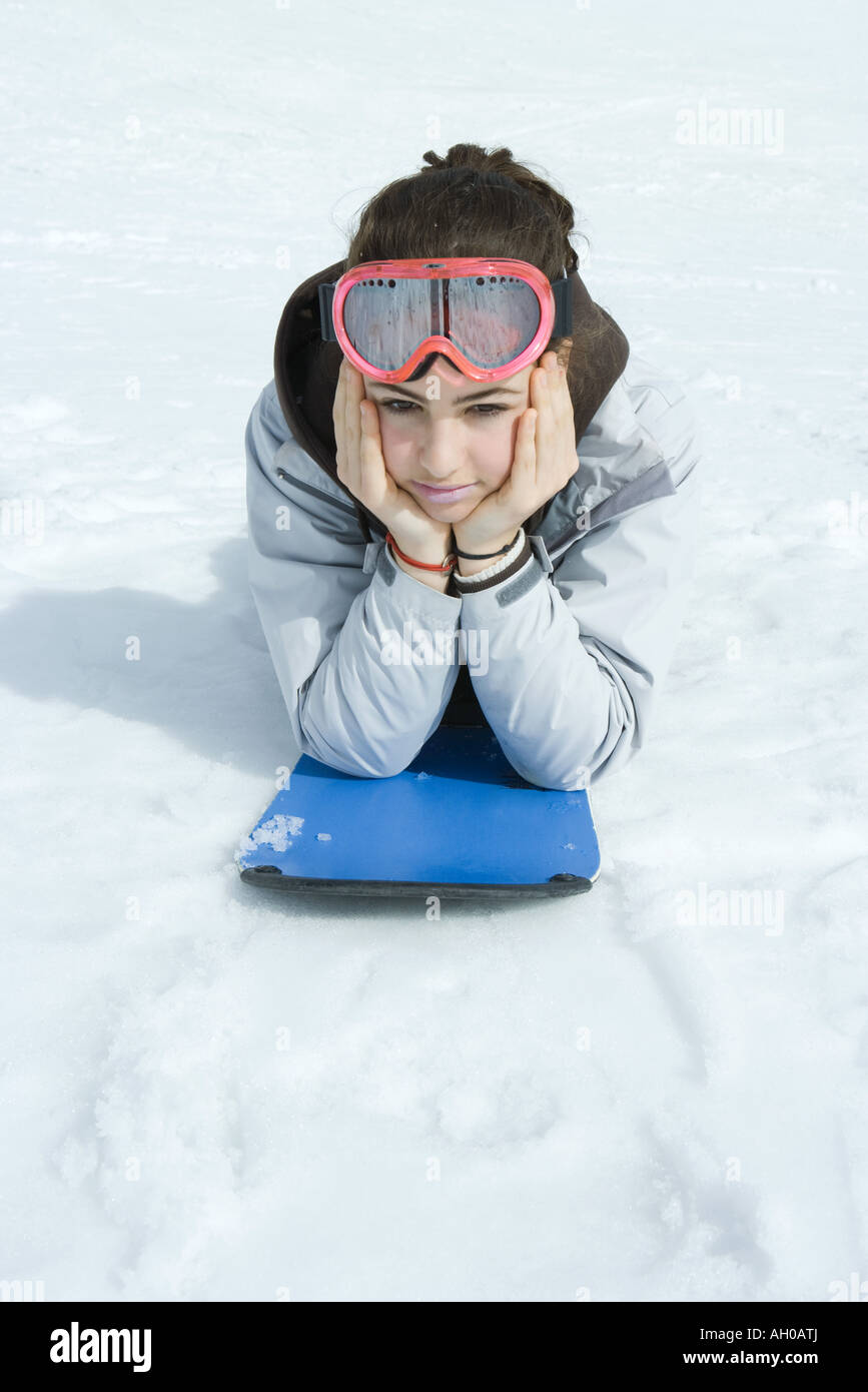 Preteen girl lying on stomach hi-res stock photography and images - Alamy