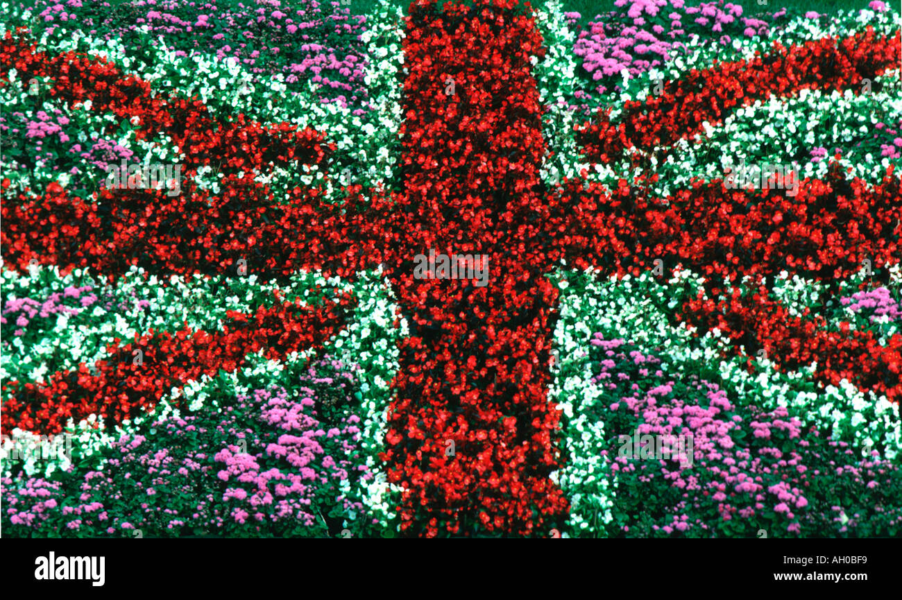British Union Jack flag floral display Stock Photo Alamy