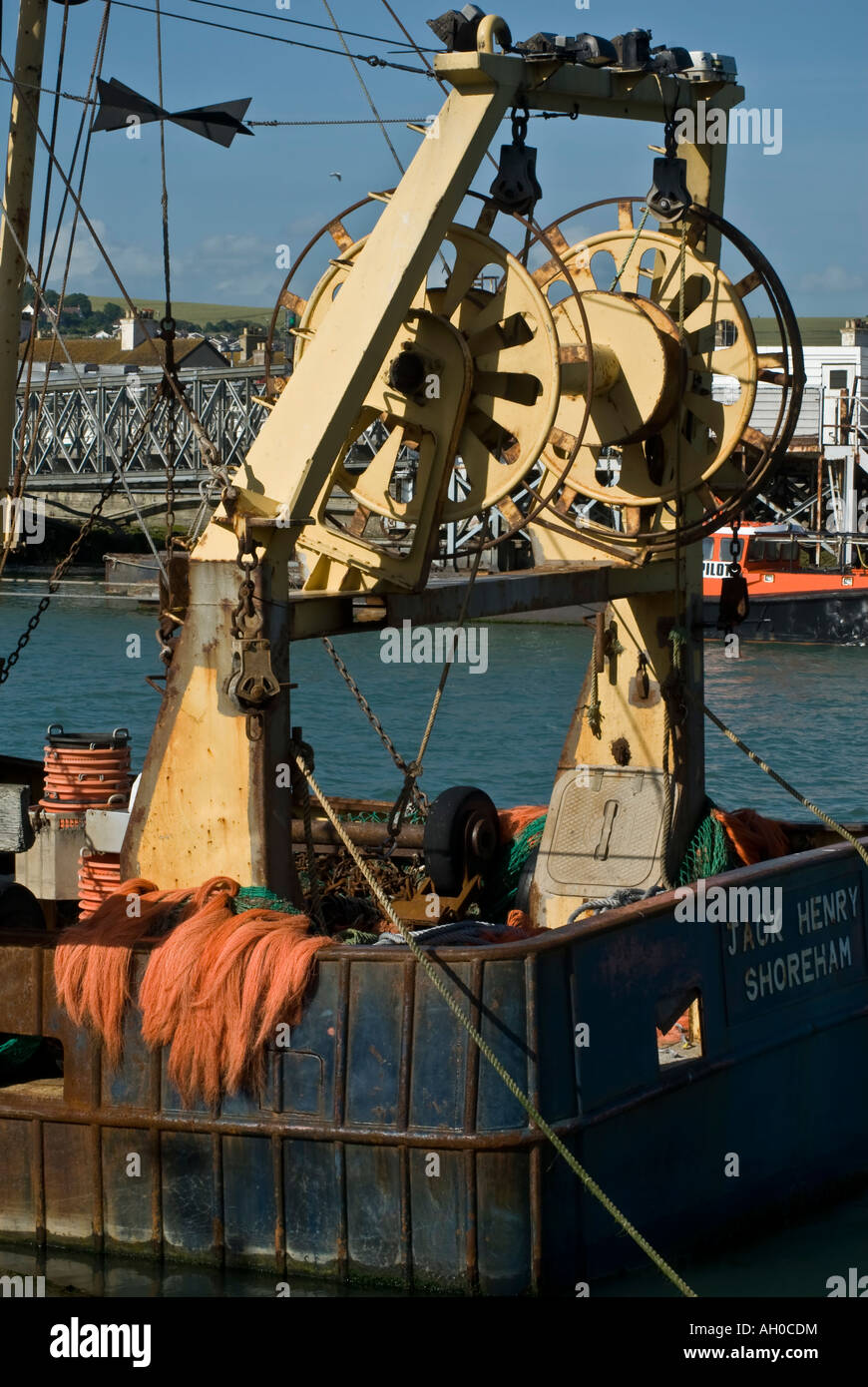 Lifting tackle Fishing Boat Stock Photo Alamy