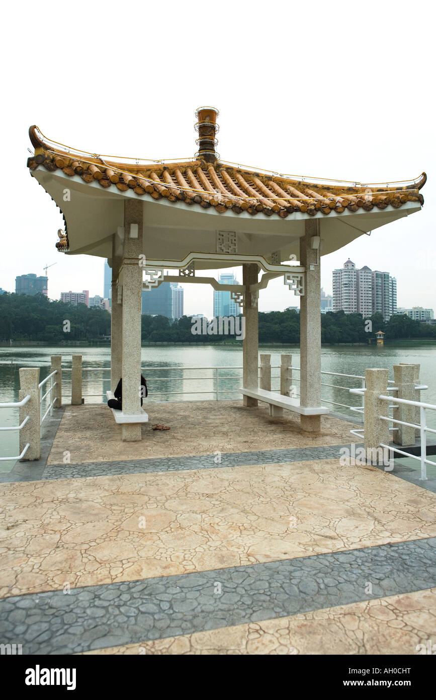 China, Guangdong province, gazebo on edge of water Stock Photo