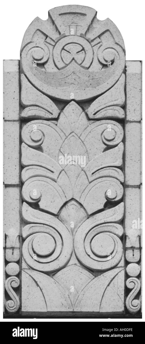 Decorative plant stele from the front of an old building Stock Photo