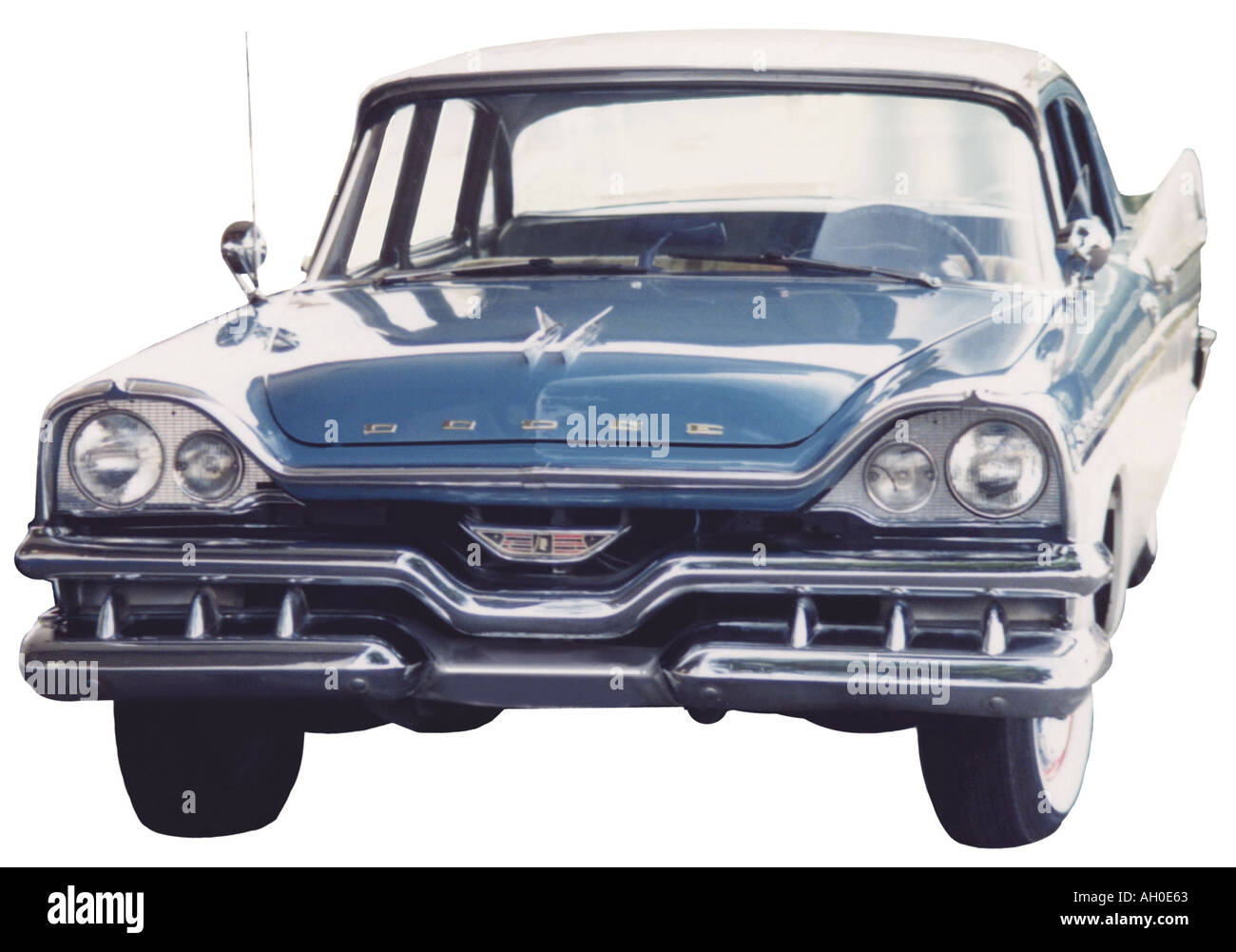 1957 Brilliant Blue Dodge Royal Hardtop with whitewall tires Stock Photo