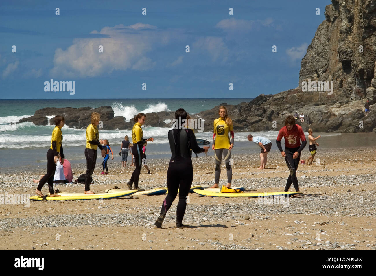 surf school, cornwall Stock Photo