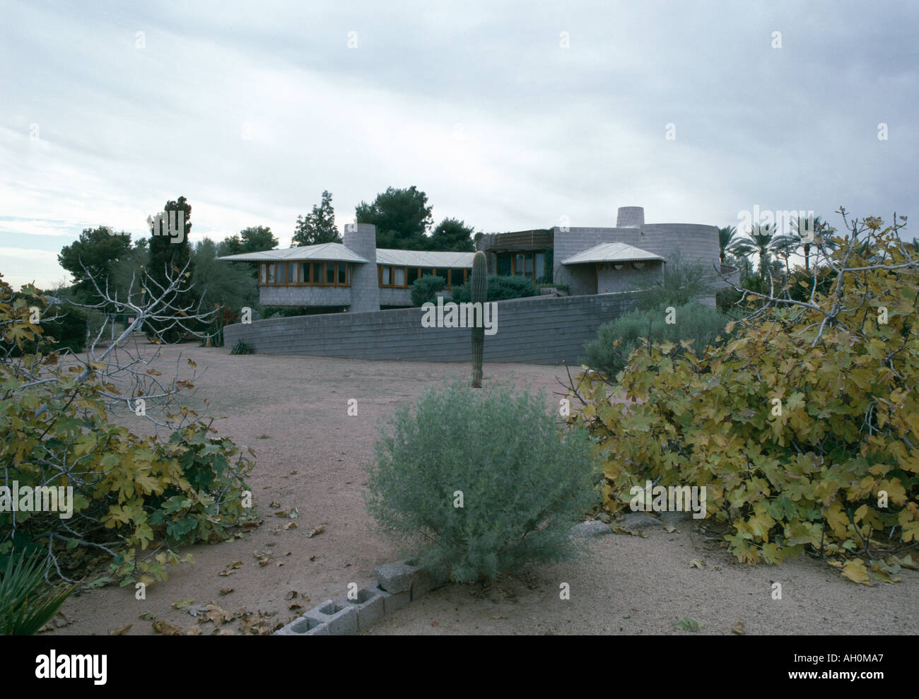 David Wright House, 5212 East Exeter Road, Phoenix, Arizona, 1950. Exterior. Architect: Frank Lloyd Wright Stock Photo