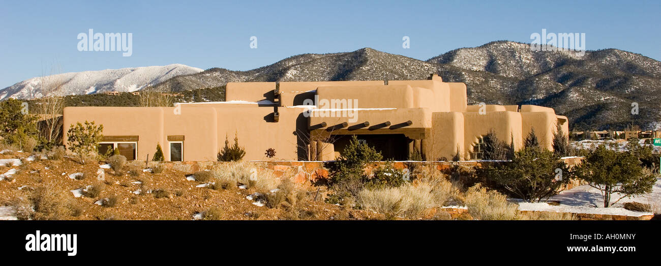 Typical adobe architecture in Santa Fe, New Mexico USA Stock Photo