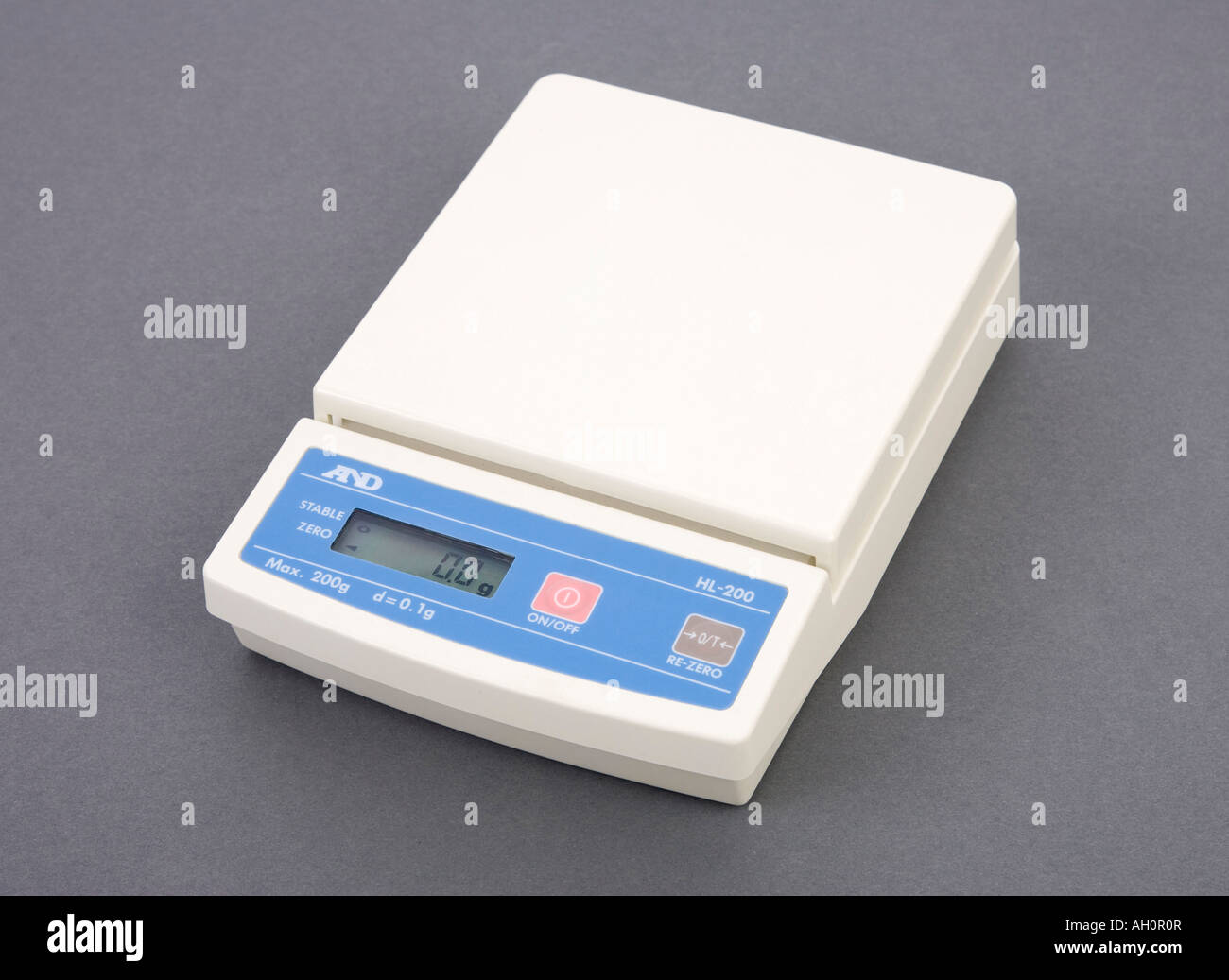 digital balance with a resolution of 0.1 grams and capacity 200 grams Stock Photo