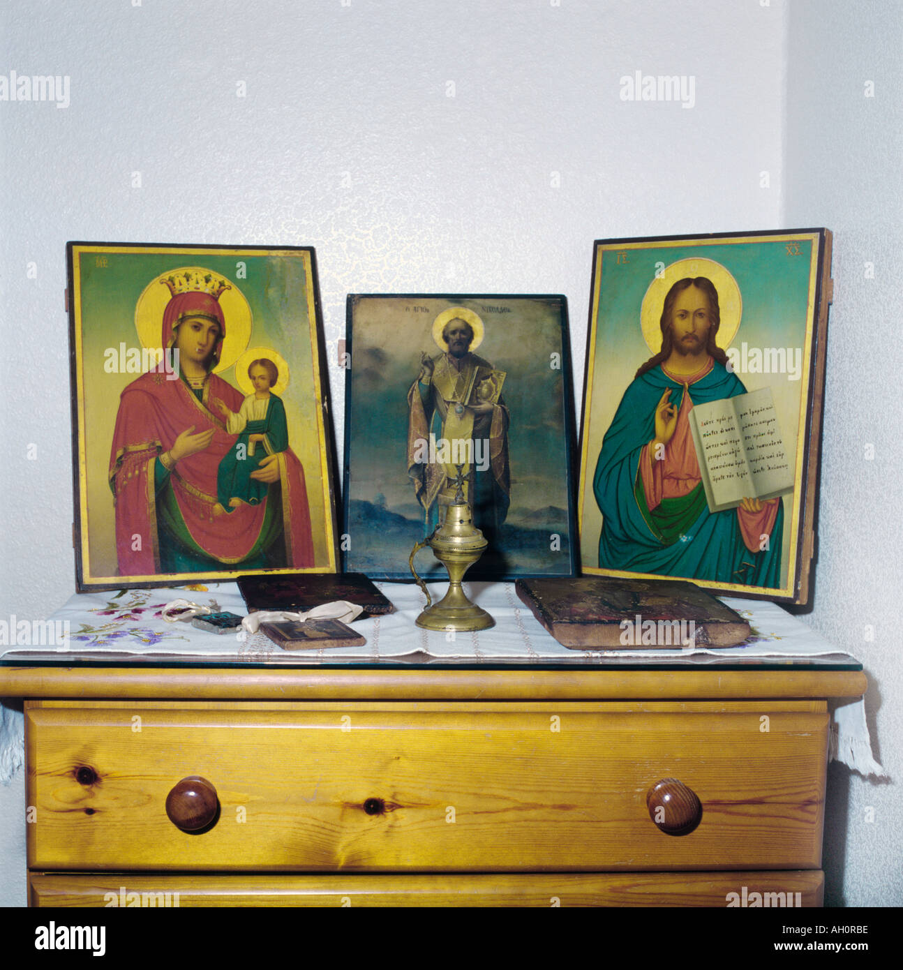 Icon Corner Greek Orthodox Stock Photo Alamy