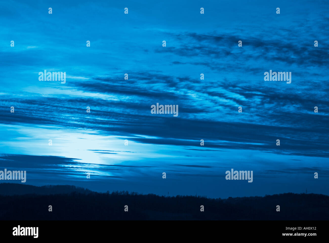 Dramatic Blue Sky at Dusk Stock Photo