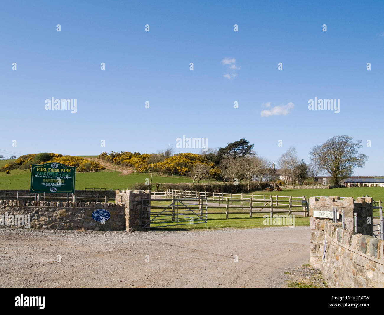 Brynsiencyn Anglesey North Wales UK April Foel Farm Park entrance drive