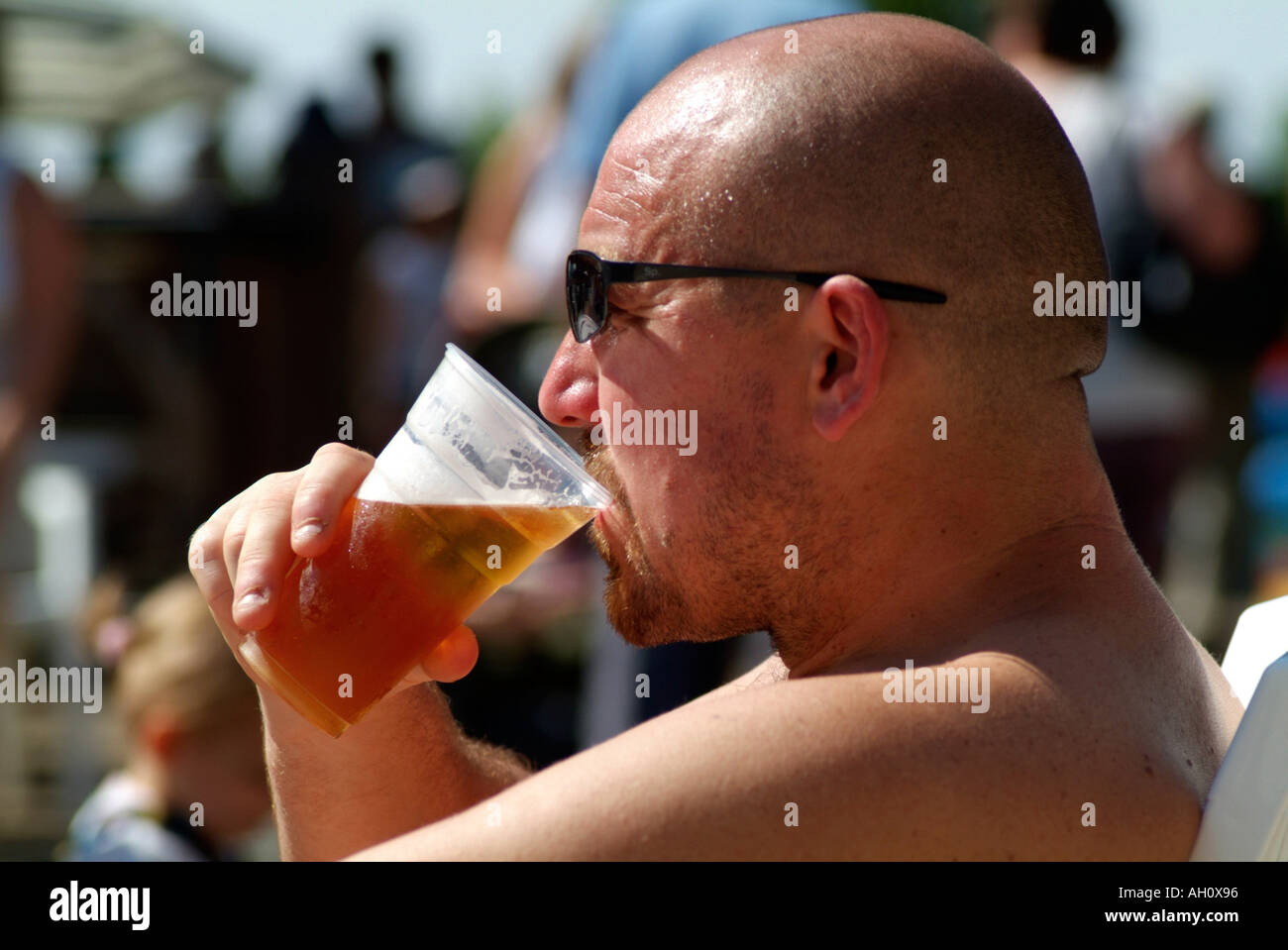 man drinking beer Stock Photo