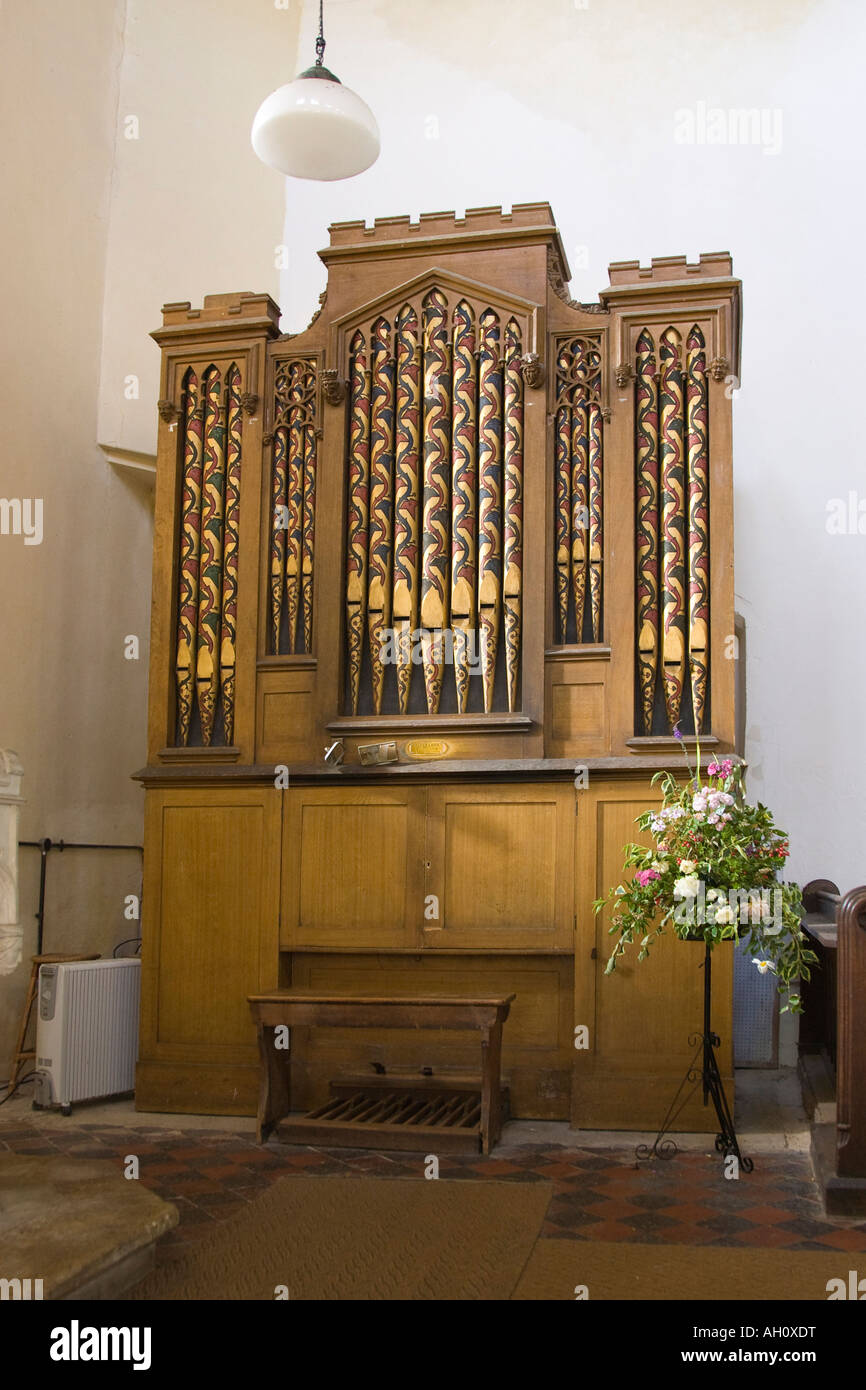 the organ at St Mary Church Badwell Ash, Suffolk, UK Stock Photo