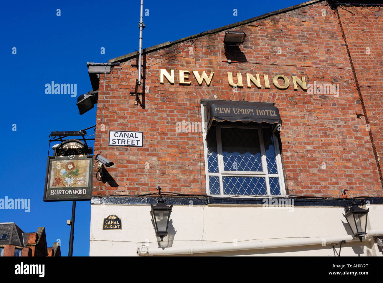 The New Union Public House in Canal Street in the Gay Village in Manchester. Stock Photo