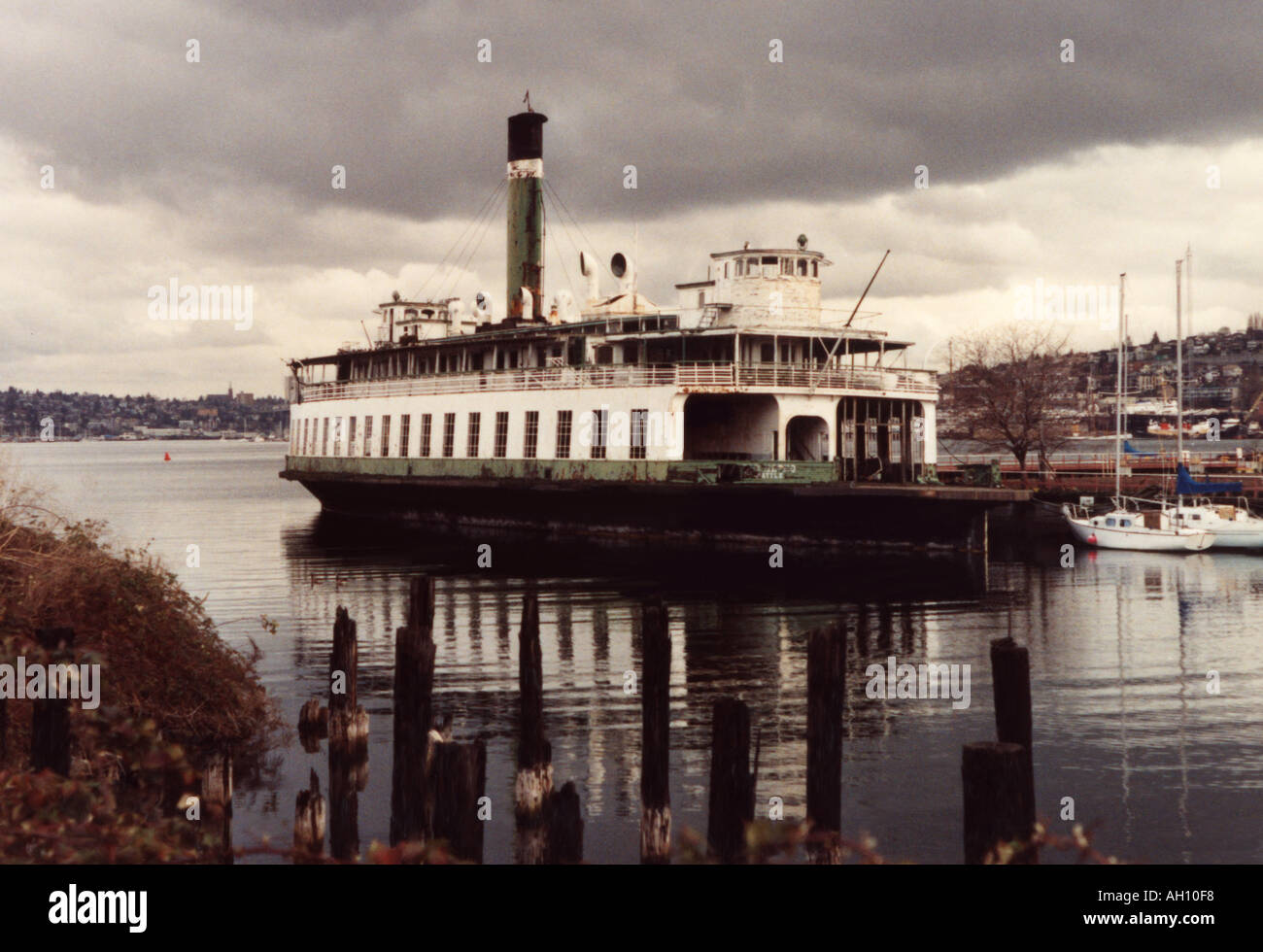 Old ferry boat in Lake Union Seattle Washington Stock Photo Alamy
