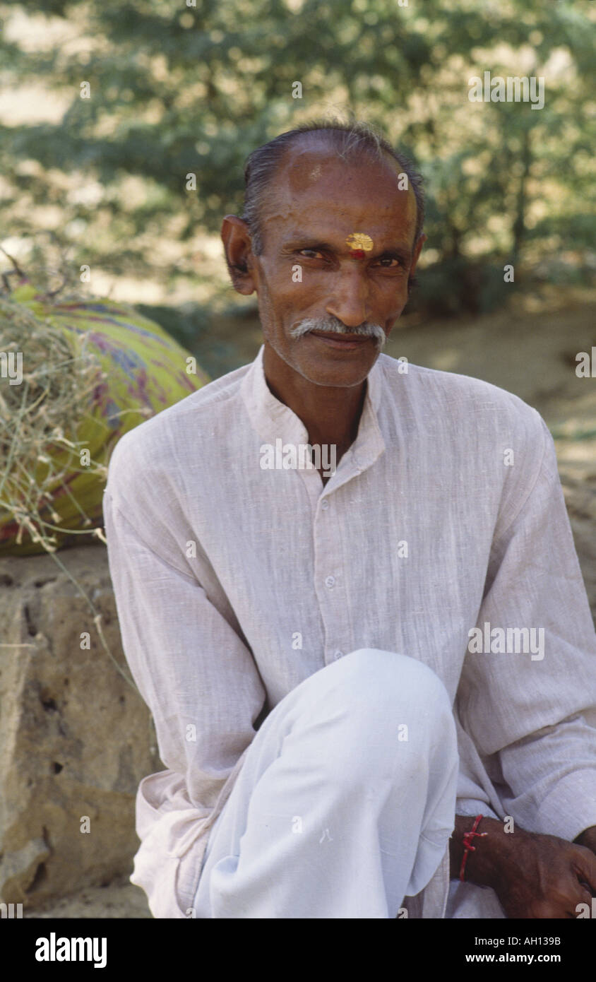 Portrait of brahmin priest in Jaisalmer, Rajasthan, India. Stock Photo