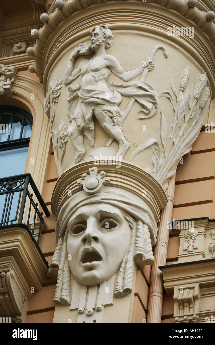 Riga Art Nouveau old town building architecture Stock Photo