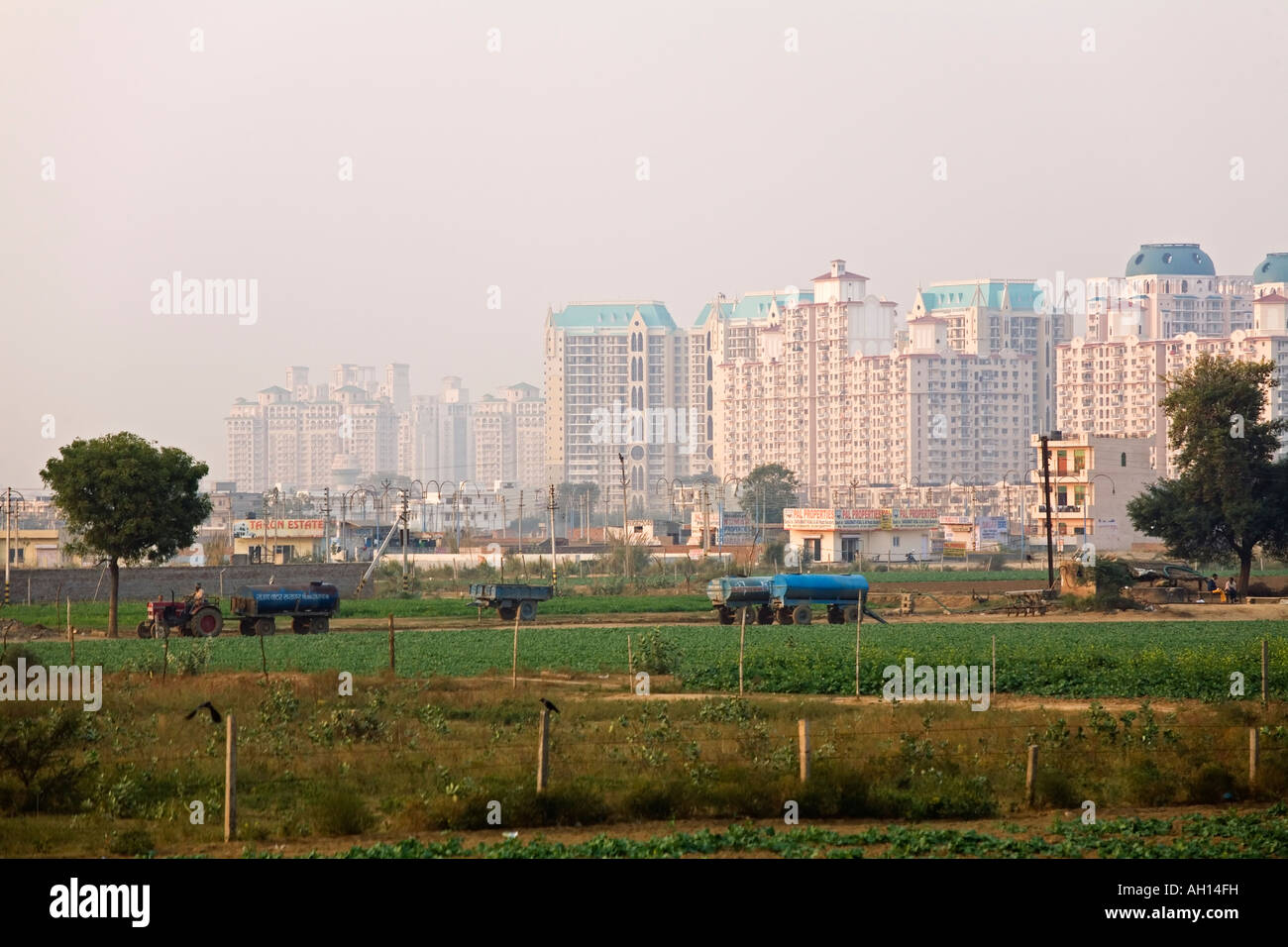 India Haryana Gurgaon Apartment blocks in Delhi s new high tech