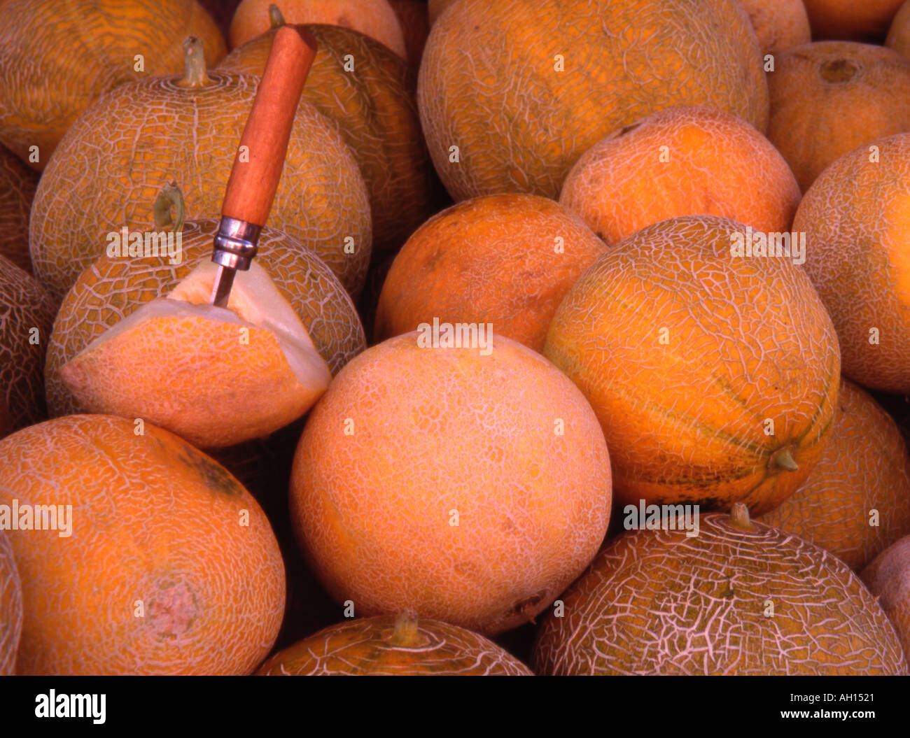Honey Dew Melons Chania outdoor market Crete Greece Stock Photo Alamy