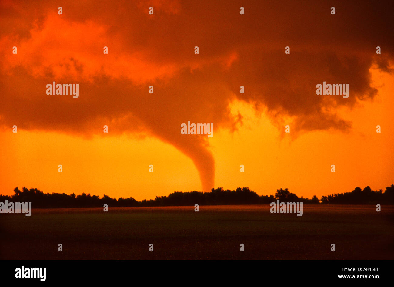 Rock, Kansas tornado writhes over open fields on June 12, 2004 Stock Photo