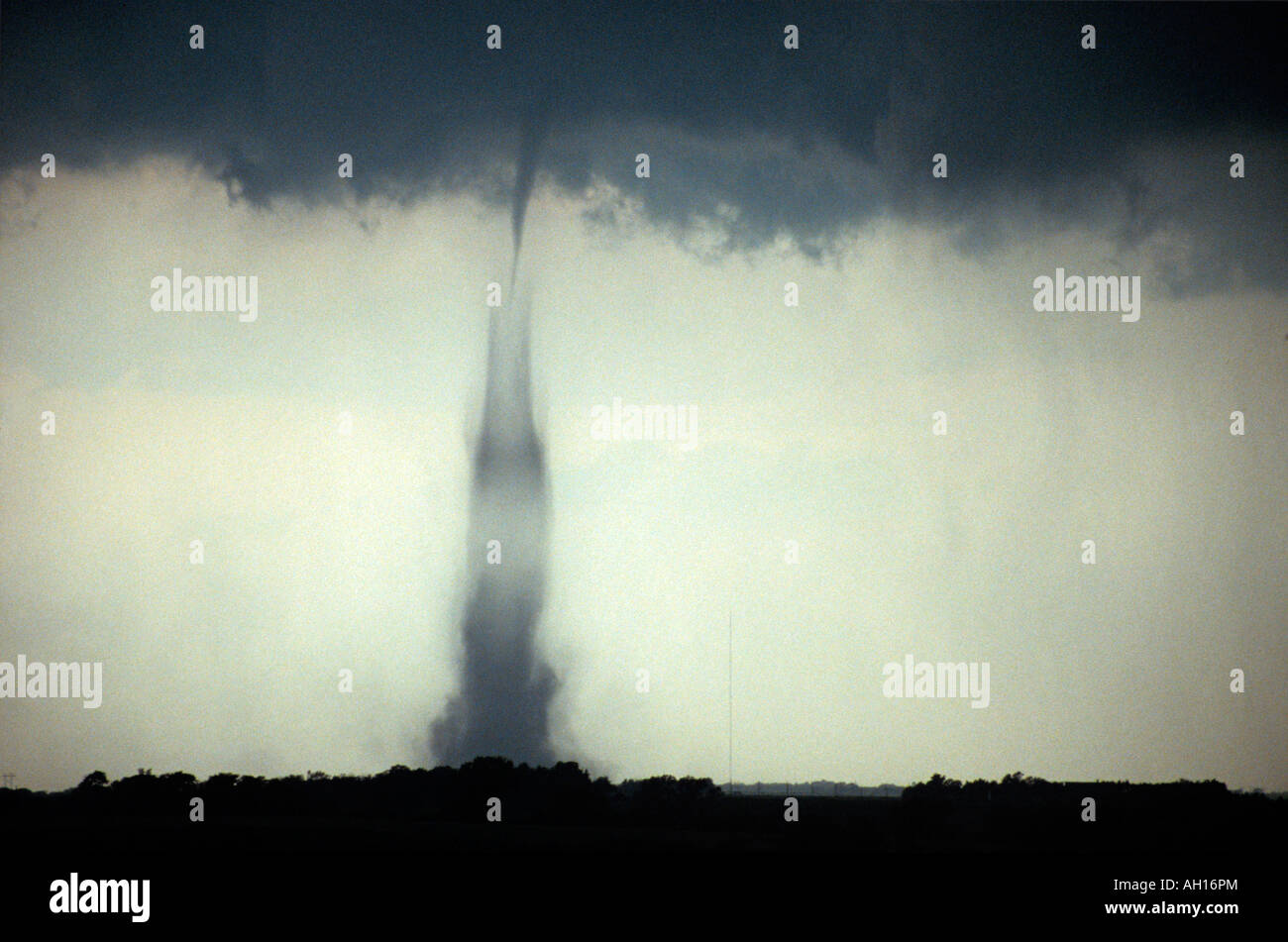 A small dusty tornado shows the structure of the vortex in Nebraska, USA Stock Photo