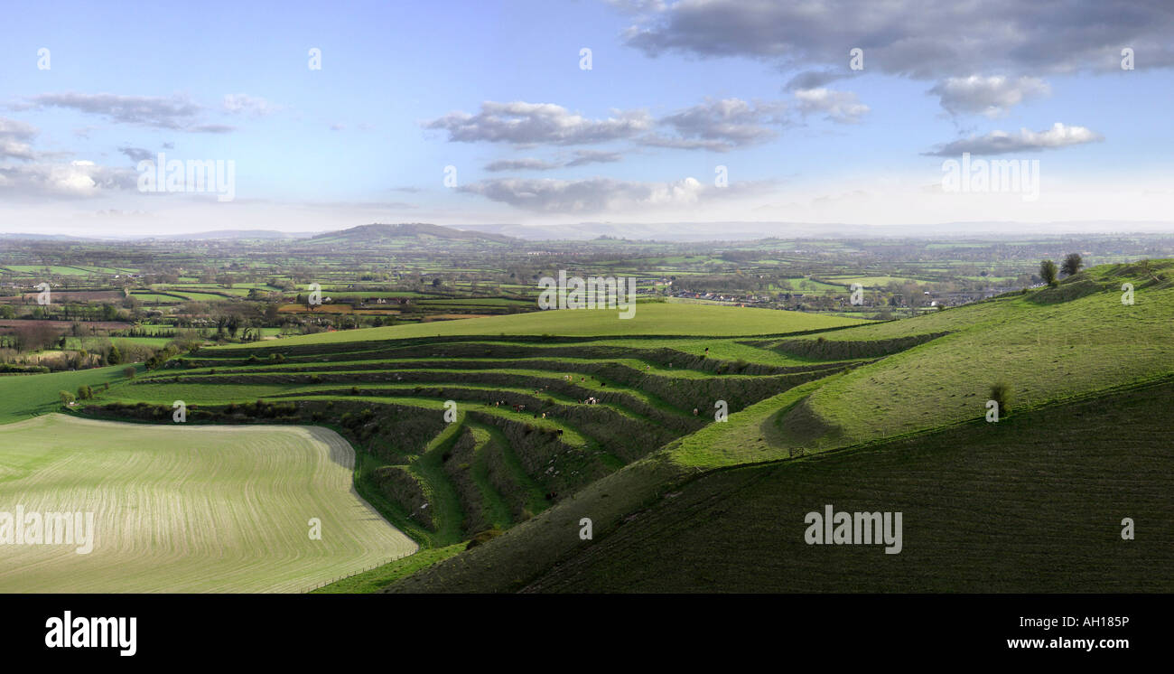 strip lynchetts field system Wiltshire Stock Photo