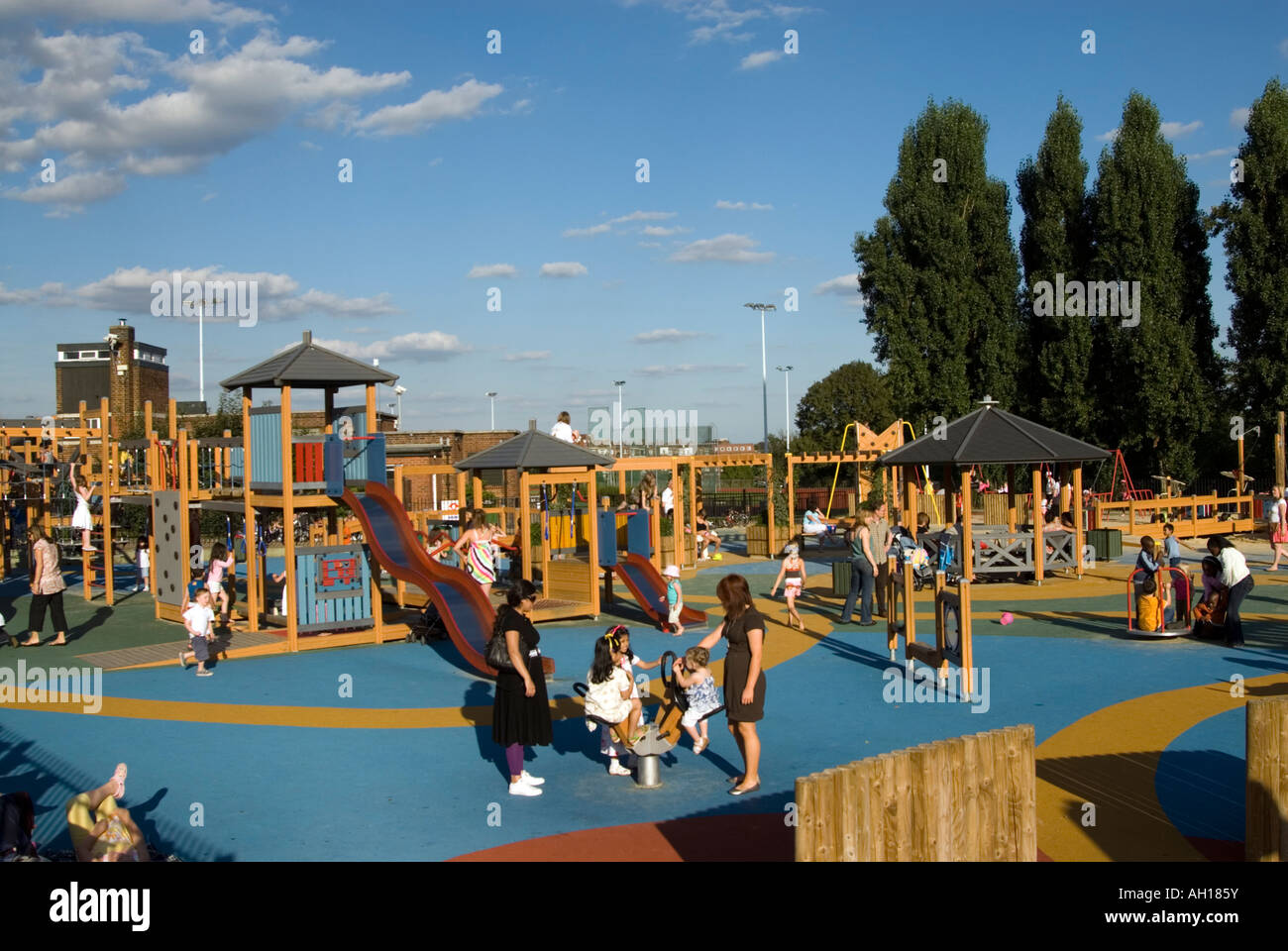 Children playing at playground in Hampstead Heath London England UK Stock Photo