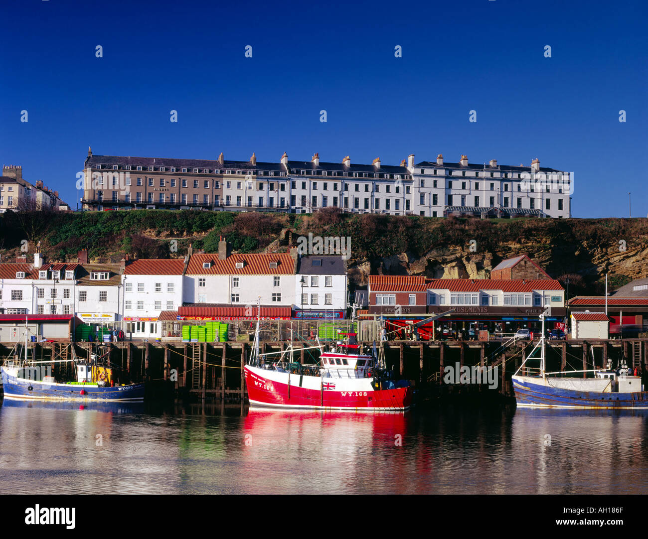 Fishing boats in Whitby Harbour North Yorkshire Stock Photo - Alamy
