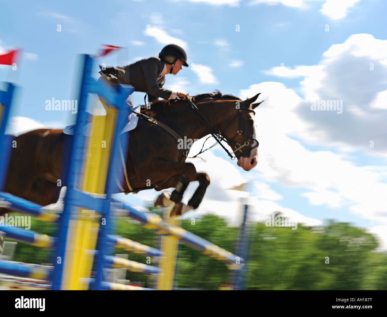 Canada Ontario Niagara on the Lake equestrian jumping hurdle Stock Photo