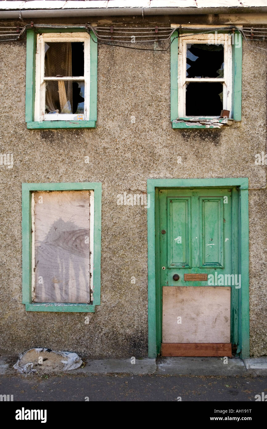 UK Northern Ireland County Down Killough derelict house in main street