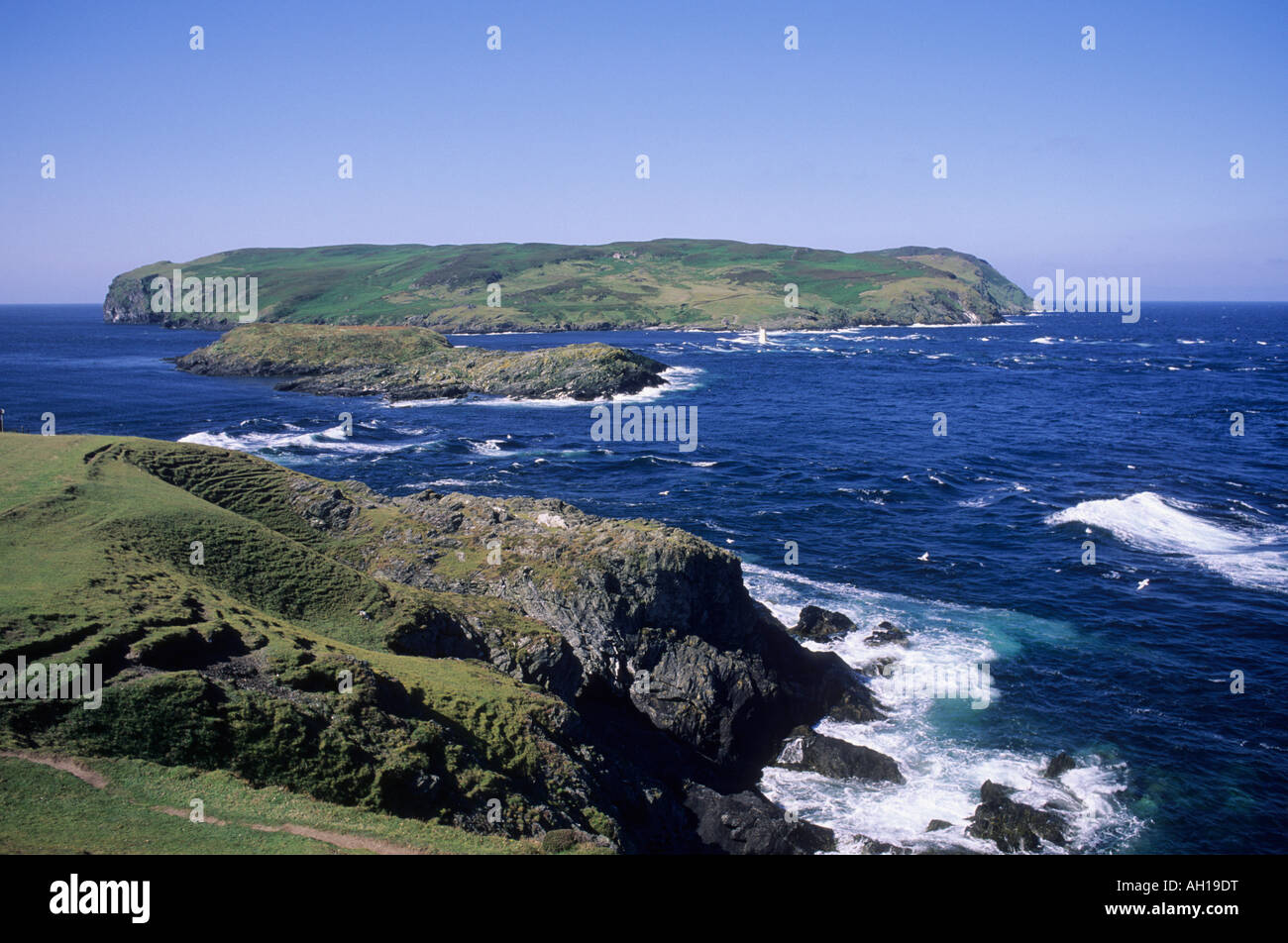 Calf of Man island Sound Chicken s Rock Lighthouse Isle of Man Stock Photo