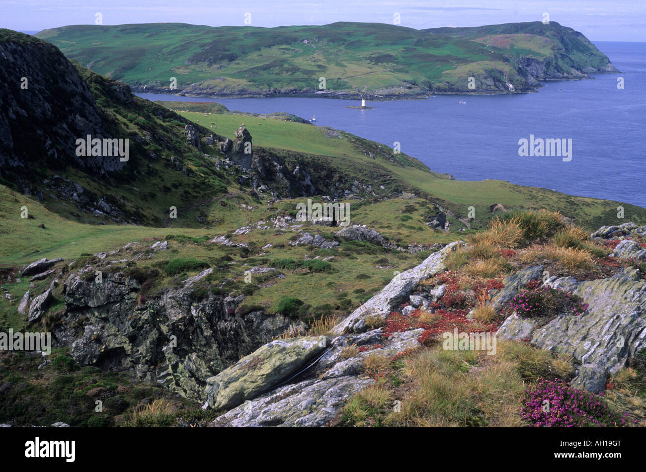 Coastal Scenery and Calf of Man Isle of Man Stock Photo