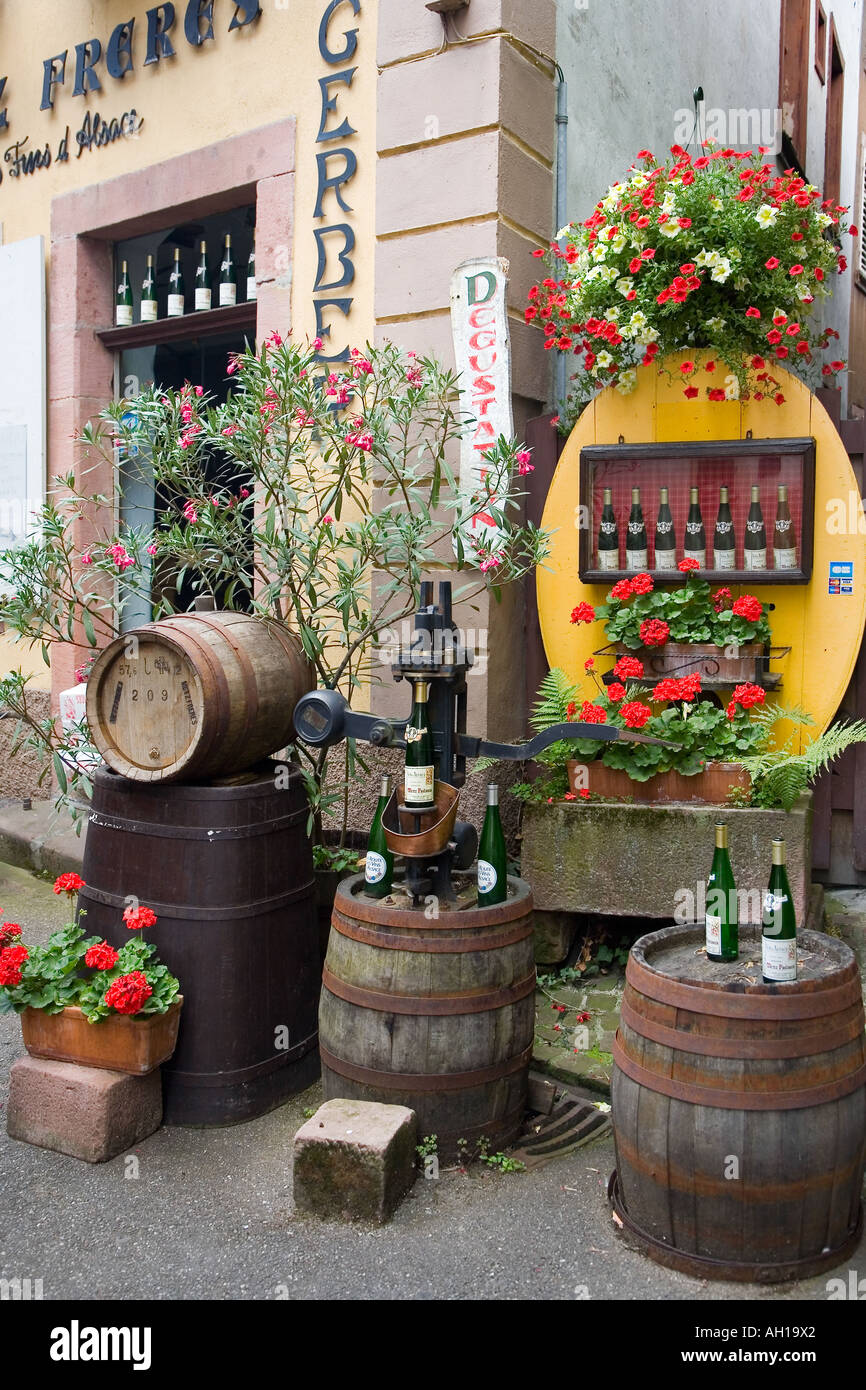 Wine shop in Alsace village Stock Photo Alamy
