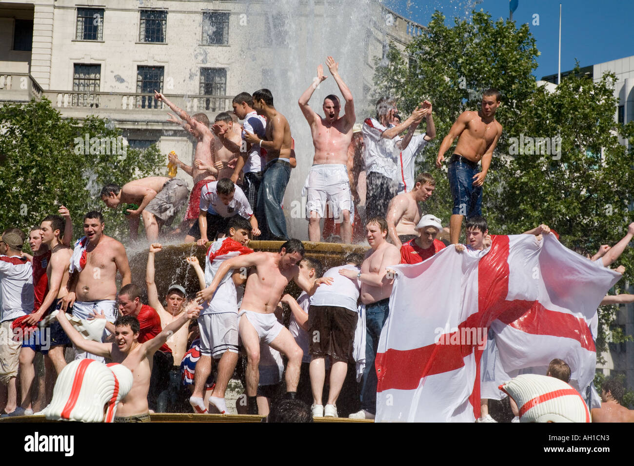 English Football Fans Trafalger Square London U.K. Stock Photo