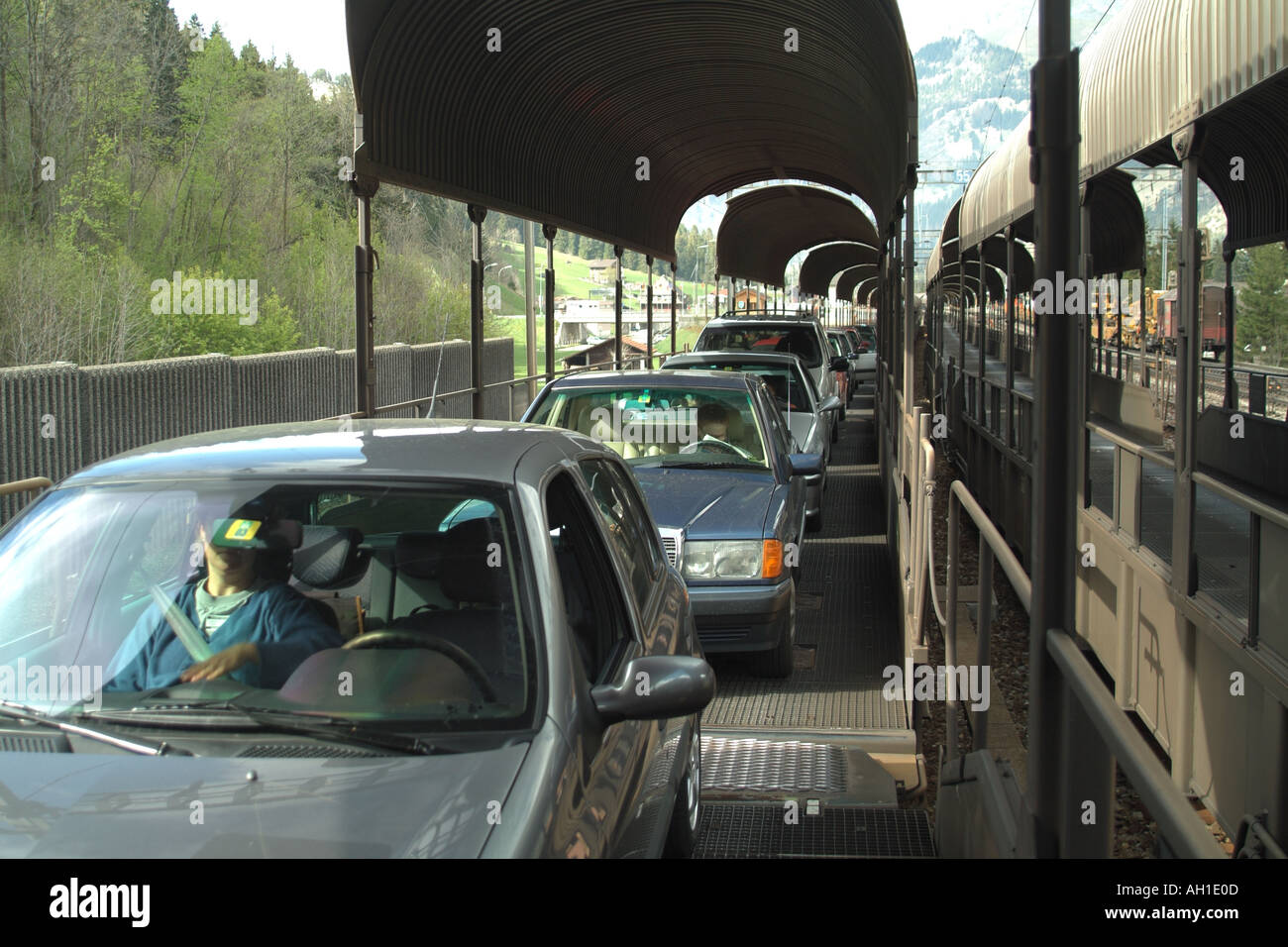 Car Train to Zermatt Switzerland Stock Photo Alamy