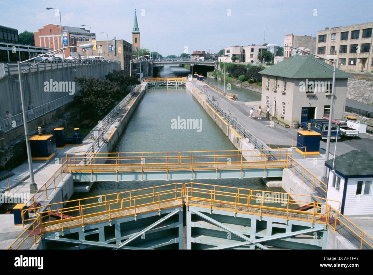 A lock on the Erie Canal as it runs through Lockport New York State